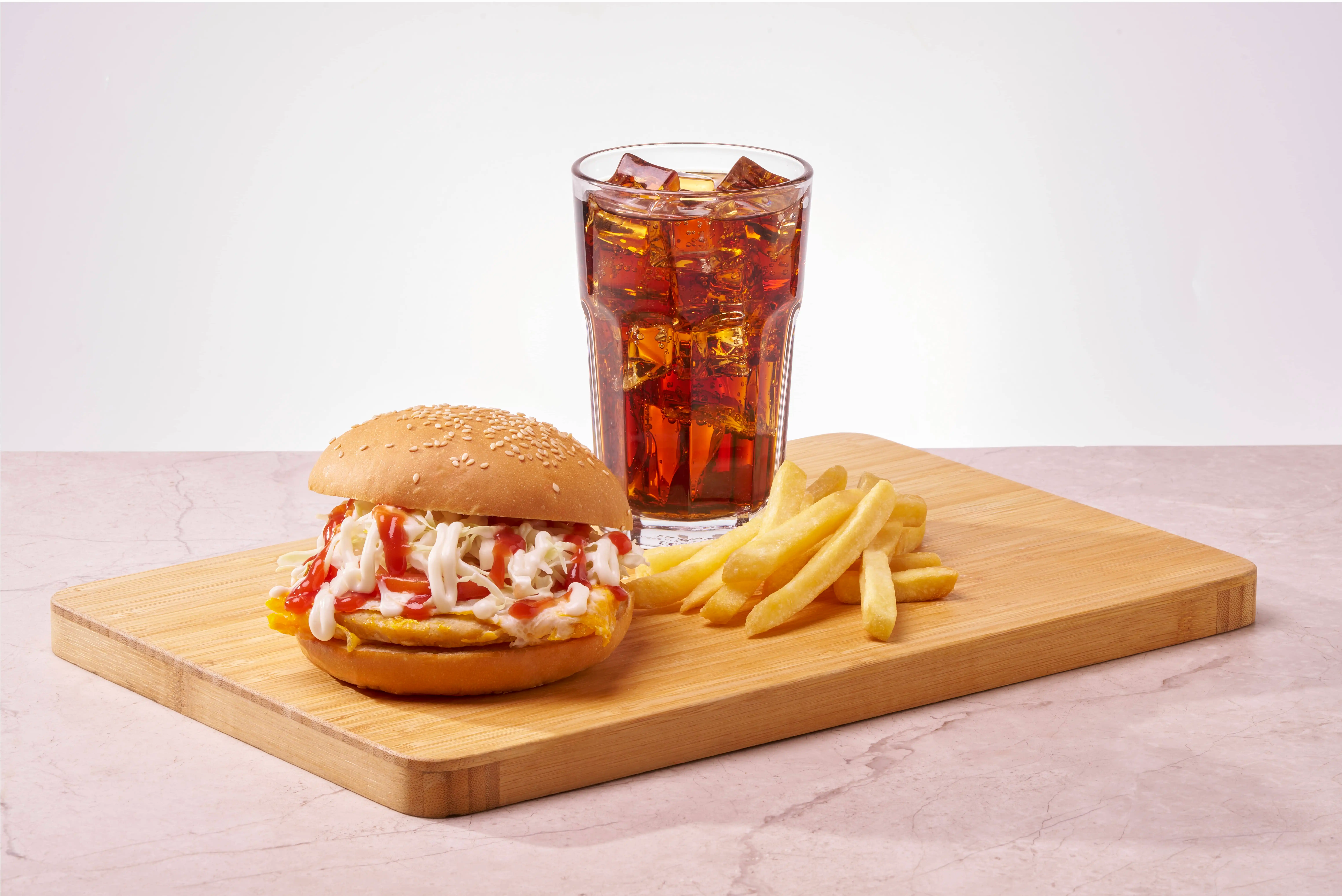 Delicious Stack'd chicken burger combo meal